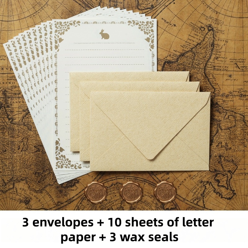 Wax Seal Stamp Set - Набор из 16 винтажных льняных конвертов