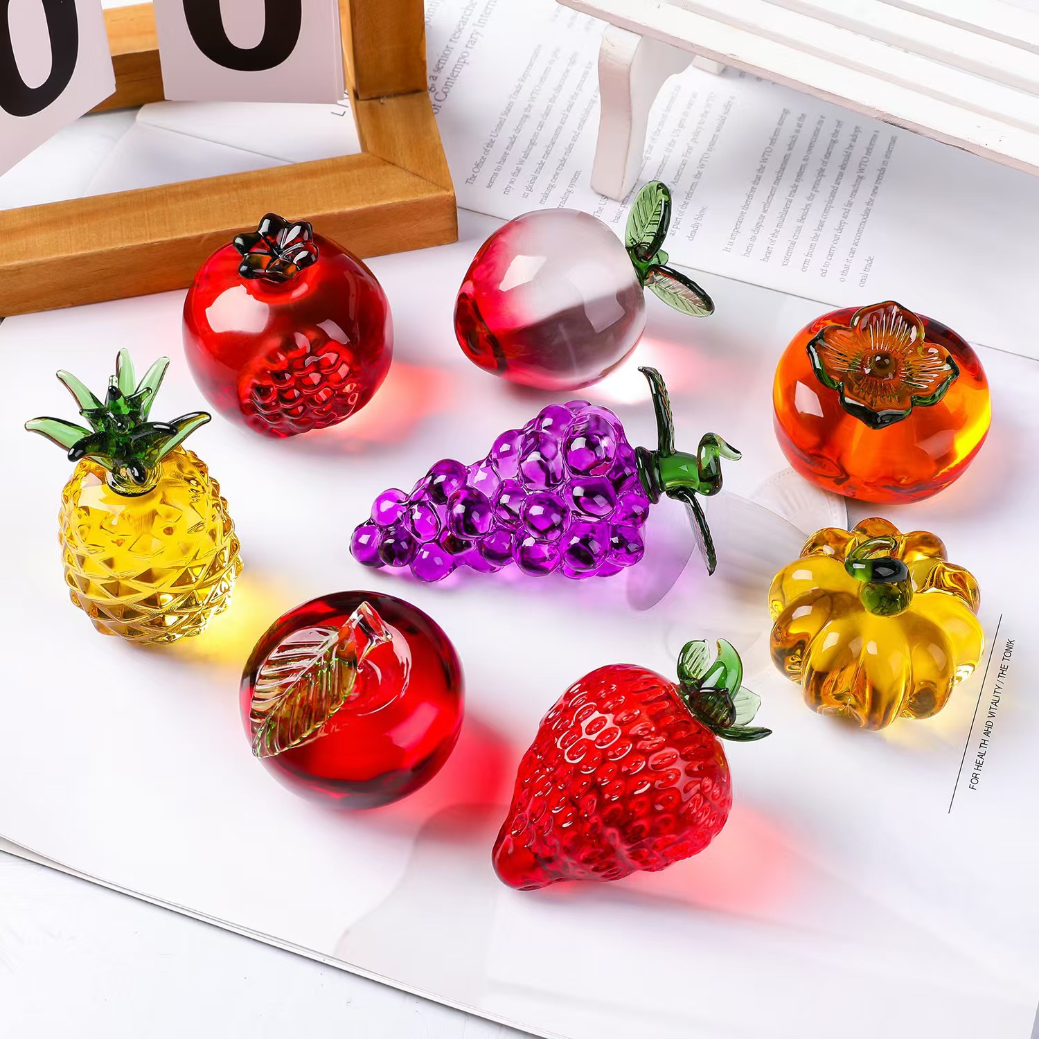 Paper Weight Crystal - Хрустальное фруктовое пресс-папье с бриллиантами, натуральный