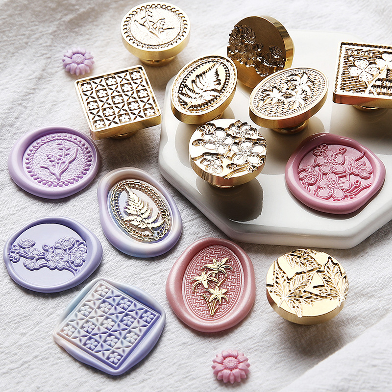 Wax Seal Stamp Set - Ретро сургучная печать, весенние цветы, Сакура,