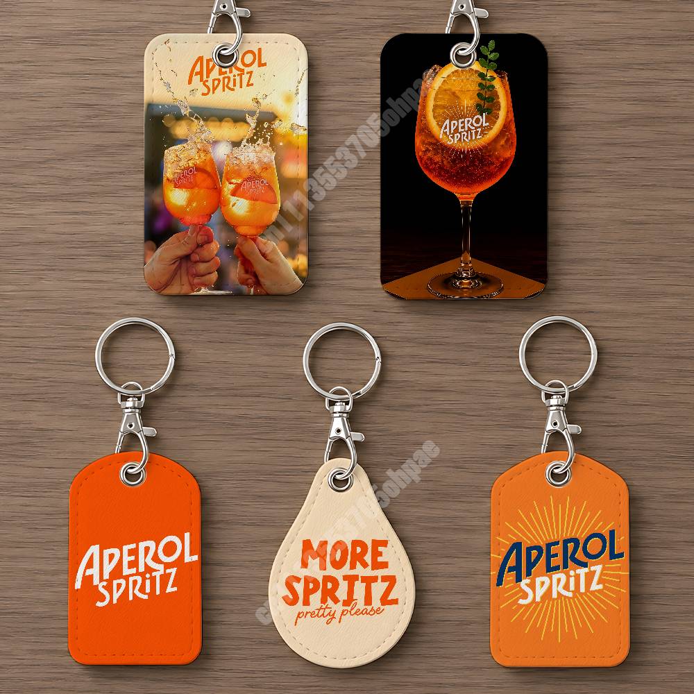 Index Card Holder - Кожаный брелок-картхолдер Orange Prosecco A-Aperol S-Spritz